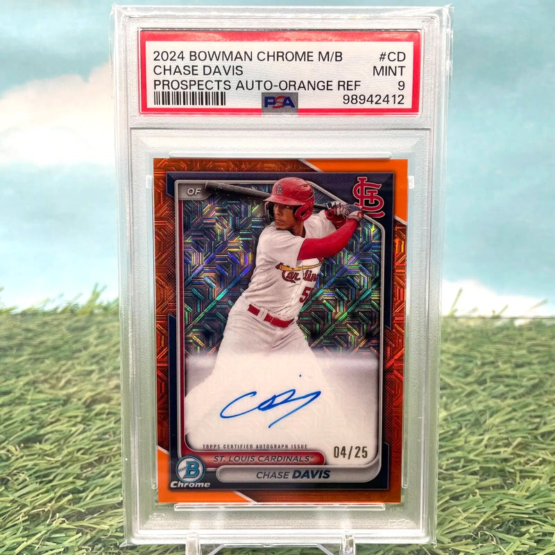 Chase Davis 2024 Bowman Chrome Orange MOJO Auto #4/25 PSA 9