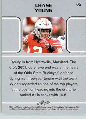 Chase Young - 2020 Leaf - #05 - Football - Football Card Single