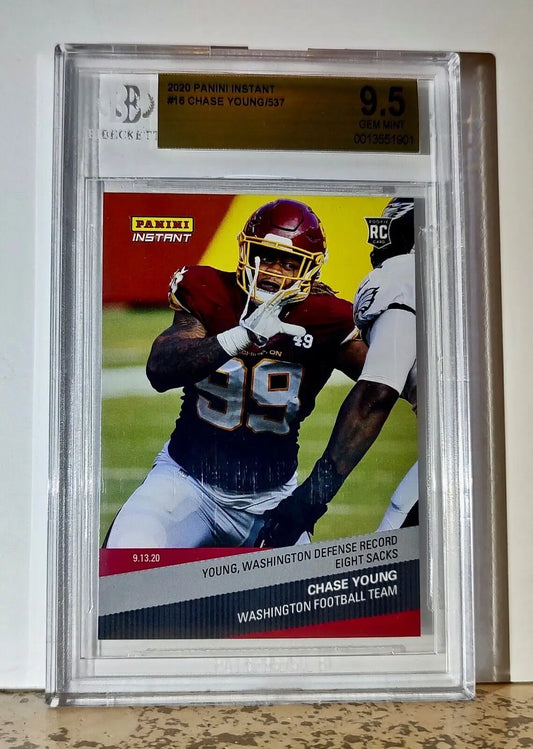 Chase Young 2020 Panini NFL #16 Rookie Card 1 of 537 BGS 9.5 Gem Mint Washington - Football Card Single