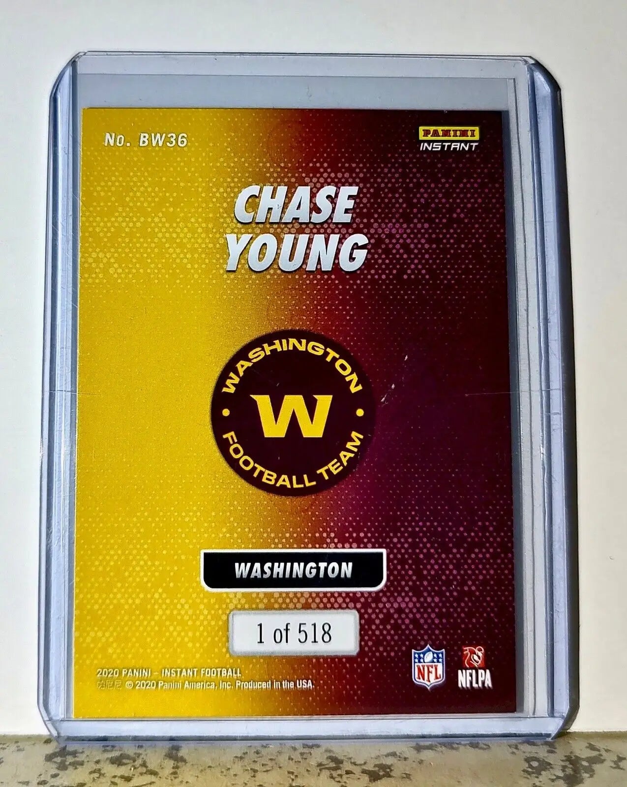 Chase Young 2020 Panini NFL #36 Black and White Rookies Card Commanders 1 of 518 - Football Card Single