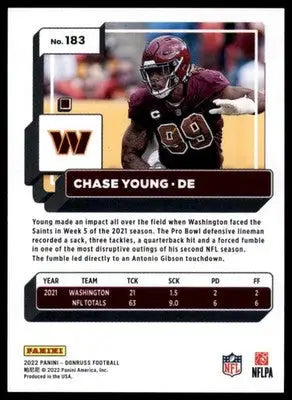 Chase Young 2022 Donruss #183 Washington Commanders - Football Card Single