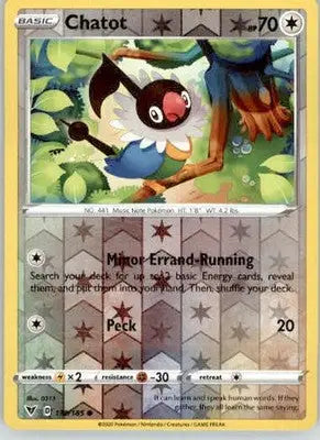 Chatot - SWSH04: Vivid Voltage - 139/185 - Reverse Holo LP - Pokémon Card Single