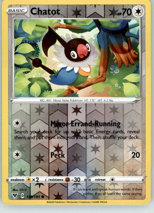 Chatot - Vivid Voltage - 139/185 - Reverse Holo LP Pokemon - Pokémon Card Single