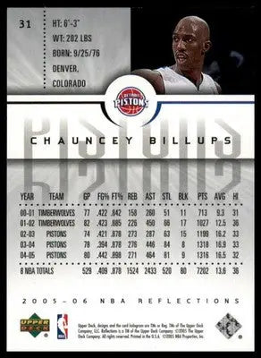 Chauncey Billups 2005-06 Upper Deck Reflections Purple #31 Detroit Pistons - Basketball Card Single