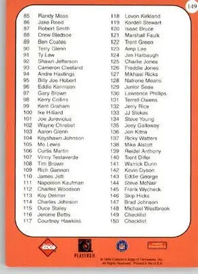 Checklist: 1-150 - 1999 Collector’s Edge First Place - #149 - Football - Football Card Single