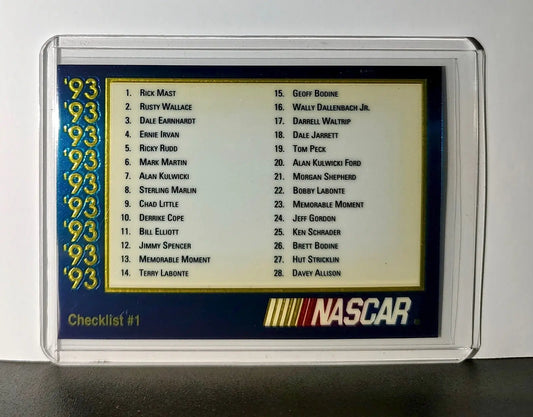 Checklist #1 Checklist 1993 Maxx Premier Plus Racing #209 NASCAR Card - Racing Card Single