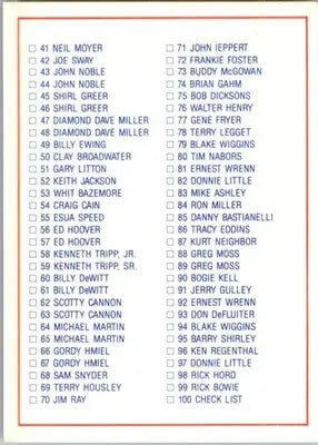 Checklist - 1989 Checkered Flag IHRA - #100 - ERR Racing - Racing Card Single