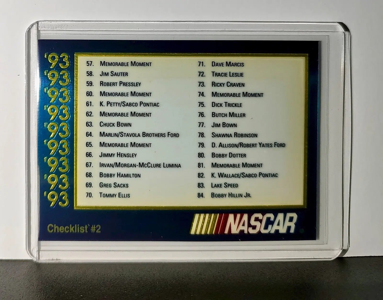 Checklist #2 Checklist 1993 Maxx Premier Plus Racing #210 NASCAR Card - Racing Card Single