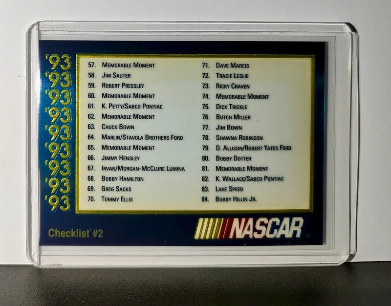 Checklist #2 Checklist 1993 Maxx Premier Plus Racing #210 NASCAR Card - Racing Card Single