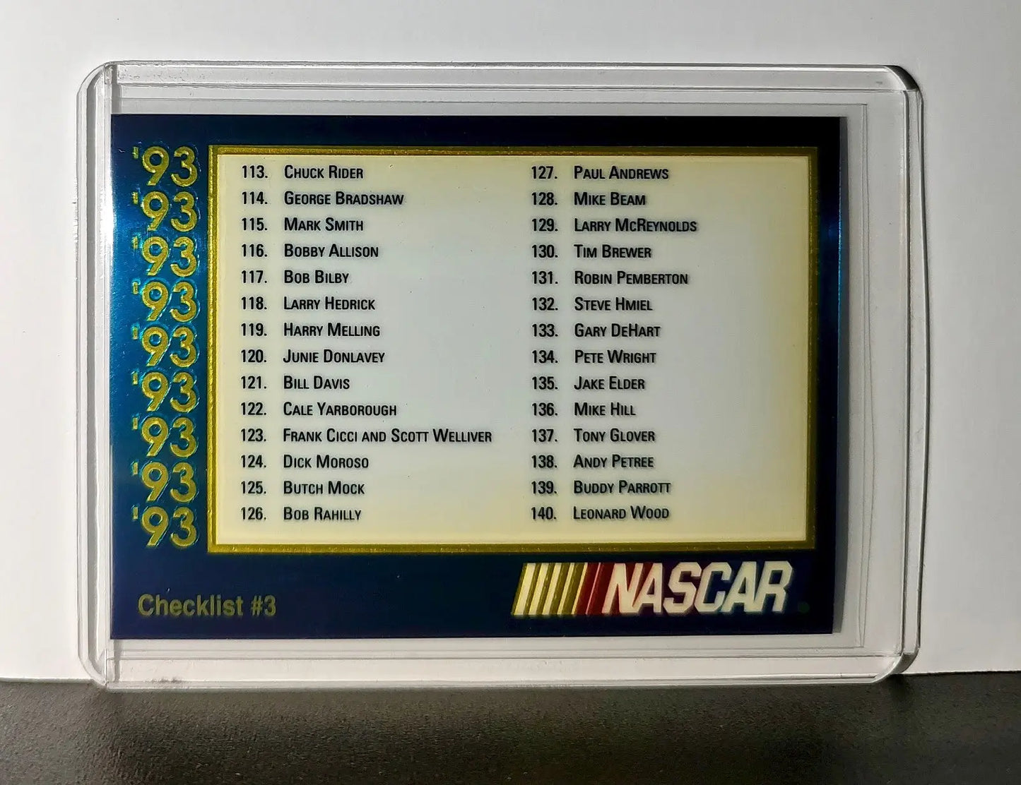 Checklist #3 Checklist 1993 Maxx Premier Plus Racing #211 NASCAR Card - Racing Card Single