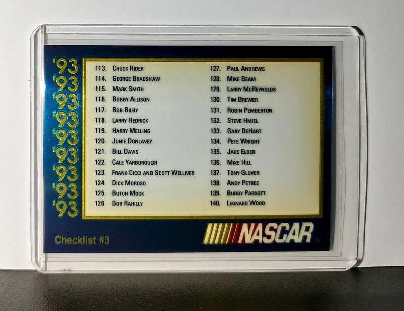 Checklist #3 Checklist 1993 Maxx Premier Plus Racing #211 NASCAR Card - Racing Card Single