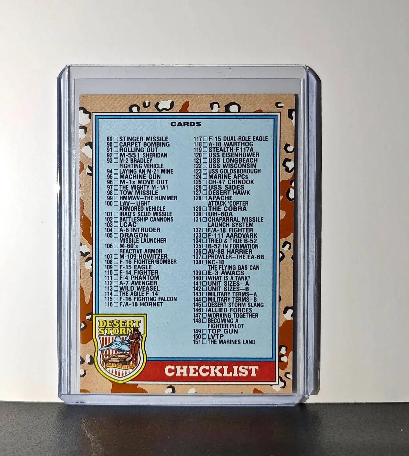 Checklist: 89–176 1991 Topps Desert Storm #176 Card