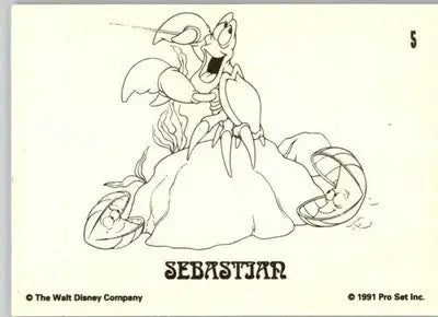 Chef Louie & Sebastian - 1991 Pro Set Little Mermaid - #5 - Color In Cards - Entertainment Card Single