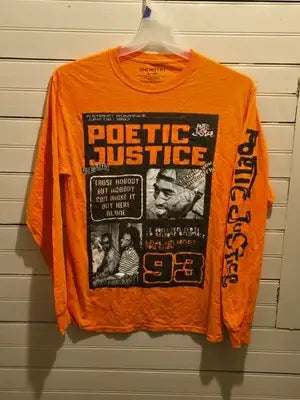 Chemistry Poetic Justice T-Shirt Mens S Orange Long Sleeve Graphic 98 Movie - Apparel