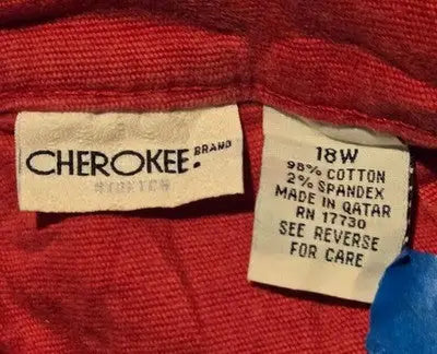 Cherokee Shorts Womens Plus 18W Red Cotton Stretch Pockets Button Fly Casual - Apparel