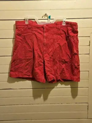 Cherokee Shorts Womens Plus 18W Red Cotton Stretch Pockets Button Fly Casual - Apparel