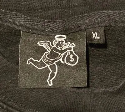 Cherub Embroidered Sweatshirt Mens XL Black Crewneck Angel Money Bag Graphic - Apparel