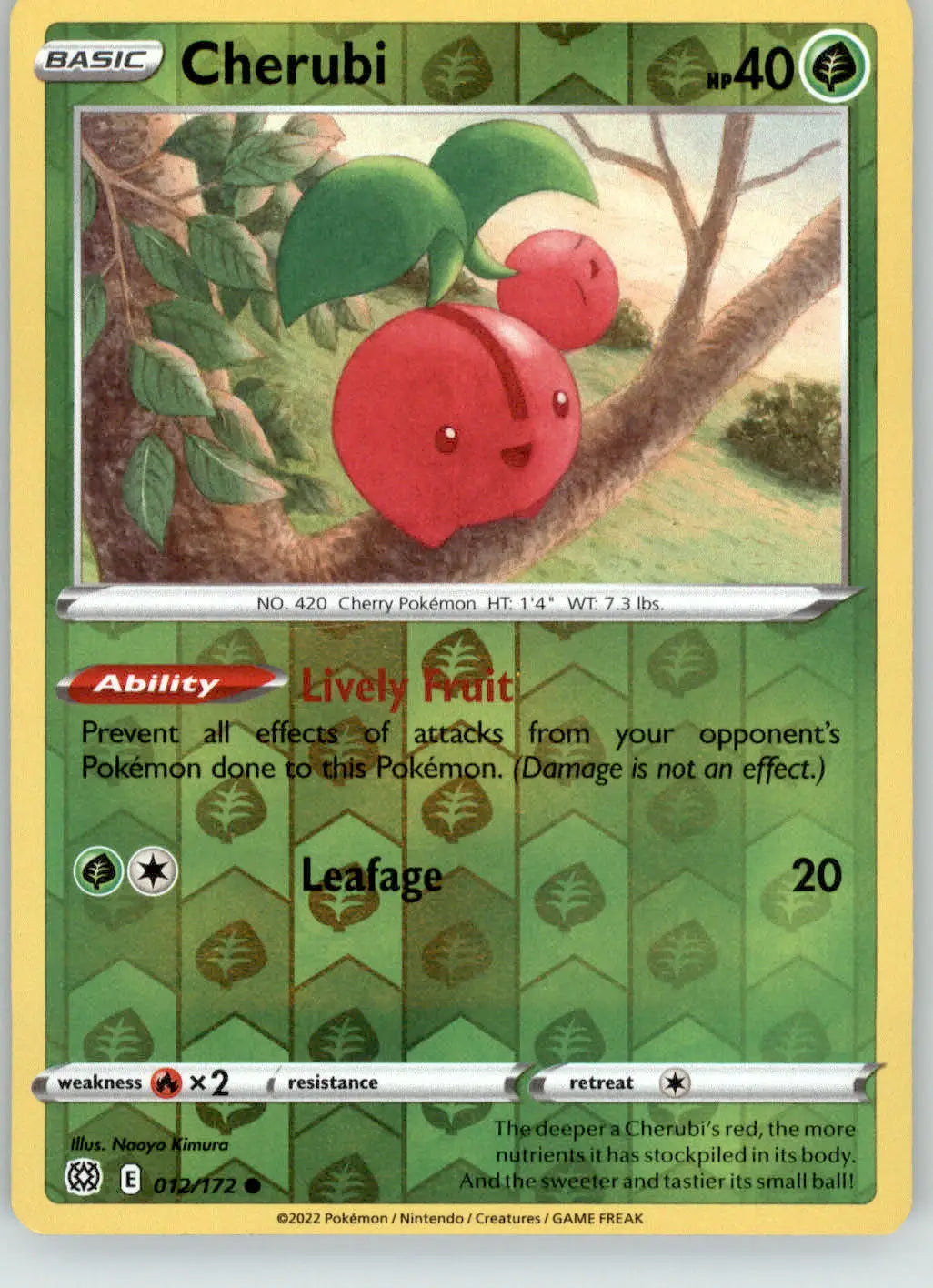 Cherubi - Brilliant Stars - 012/172 - Reverse Holo LP Pokemon - Pokémon Card Single