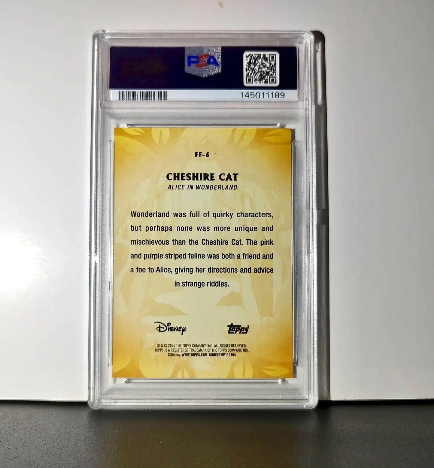 Cheshire Cat 2025 Topps Disney #FF-6 Furry Friends Card PSA 10 - Non-Sports Card Single