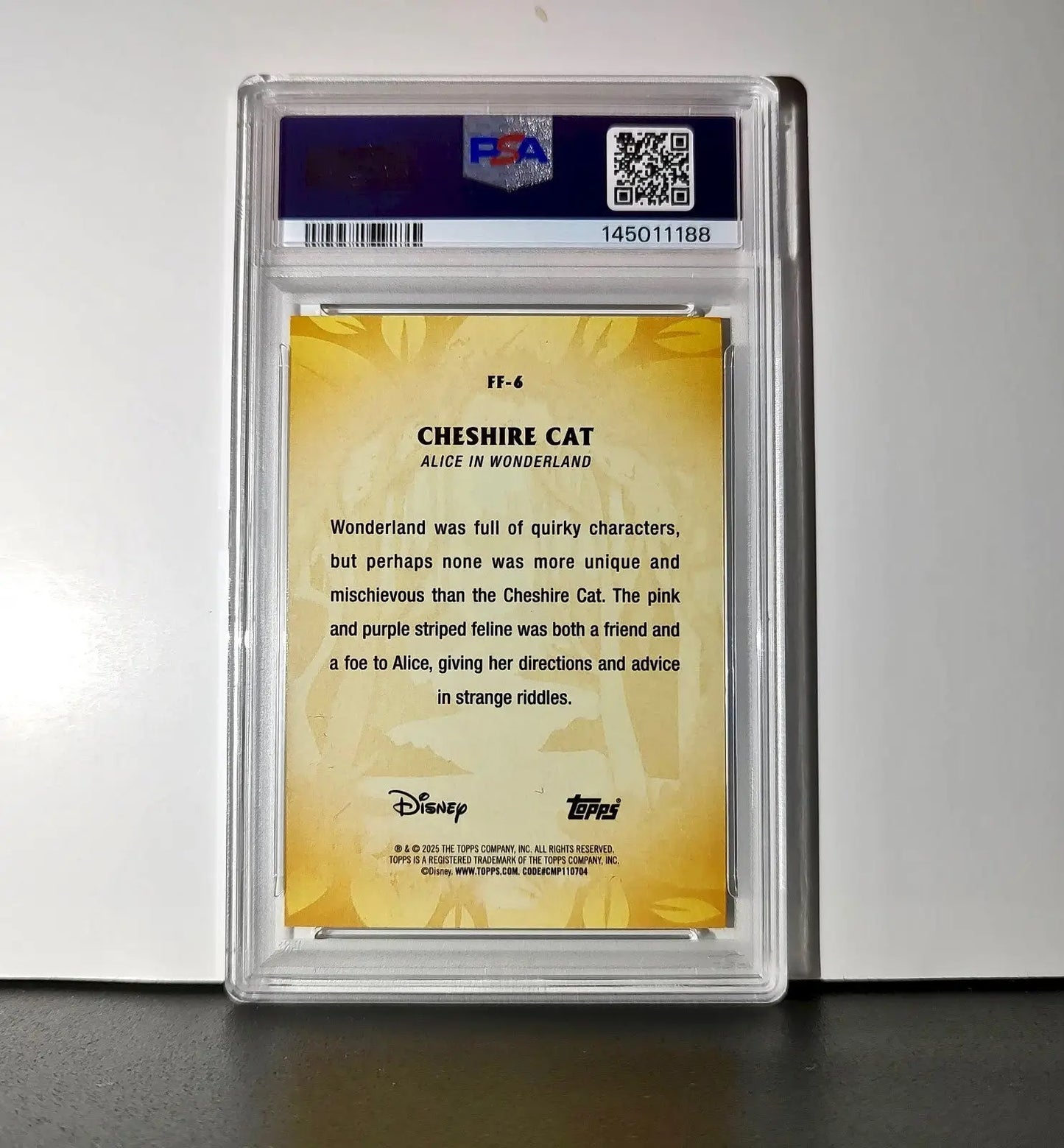 Cheshire Cat 2025 Topps Disney #FF-6 Furry Friends Card PSA 9 MT - Non-Sports Card Single