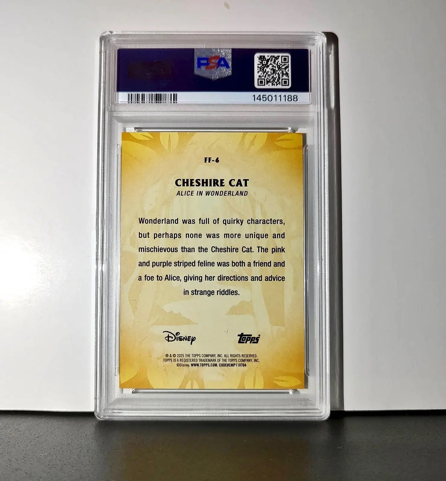Cheshire Cat 2025 Topps Disney #FF-6 Furry Friends Card PSA 9 MT - Non-Sports Card Single