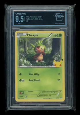 Chespin #6/25 Arena Club 9.5 2021 Pokemon SWSH McDonald’s 25th Anniv.