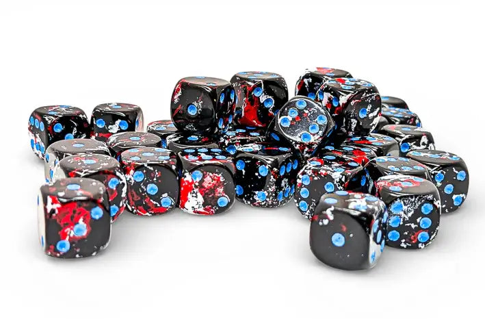 Chessex: 12mm d6 Brush - Dark Side/Blue - Gaming Supplies - Dice
