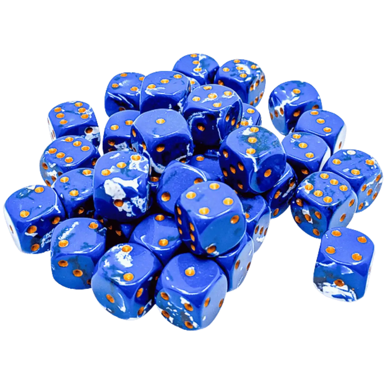 Chessex: 12mm d6 Brush - Wavebreak/Gold - Gaming Supplies - Dice