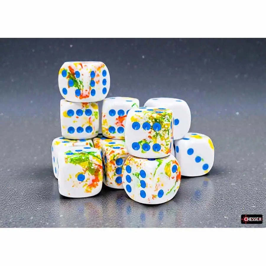 Chessex: 16mm d6 Brush - Breezy/Blue - Gaming Supplies - Dice