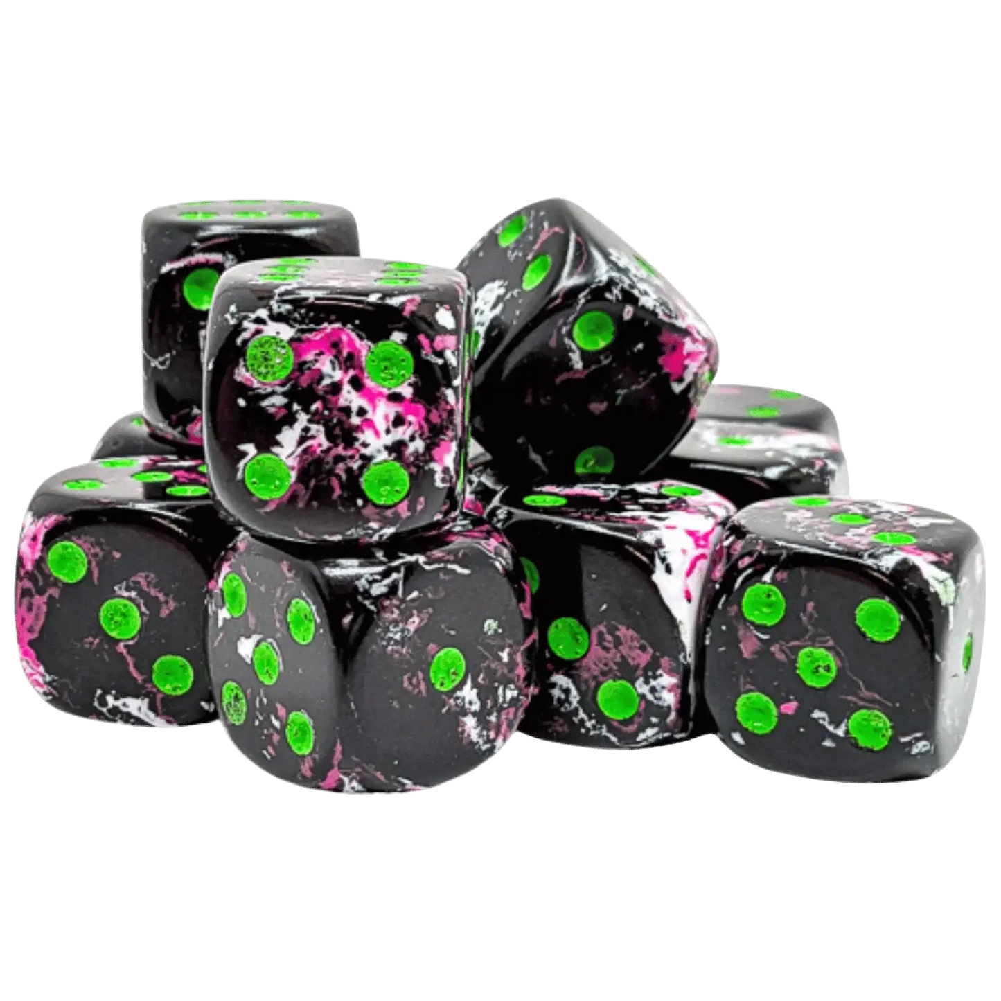 Chessex: 16mm d6 Brush - Paintball/Green - Gaming Supplies - Dice