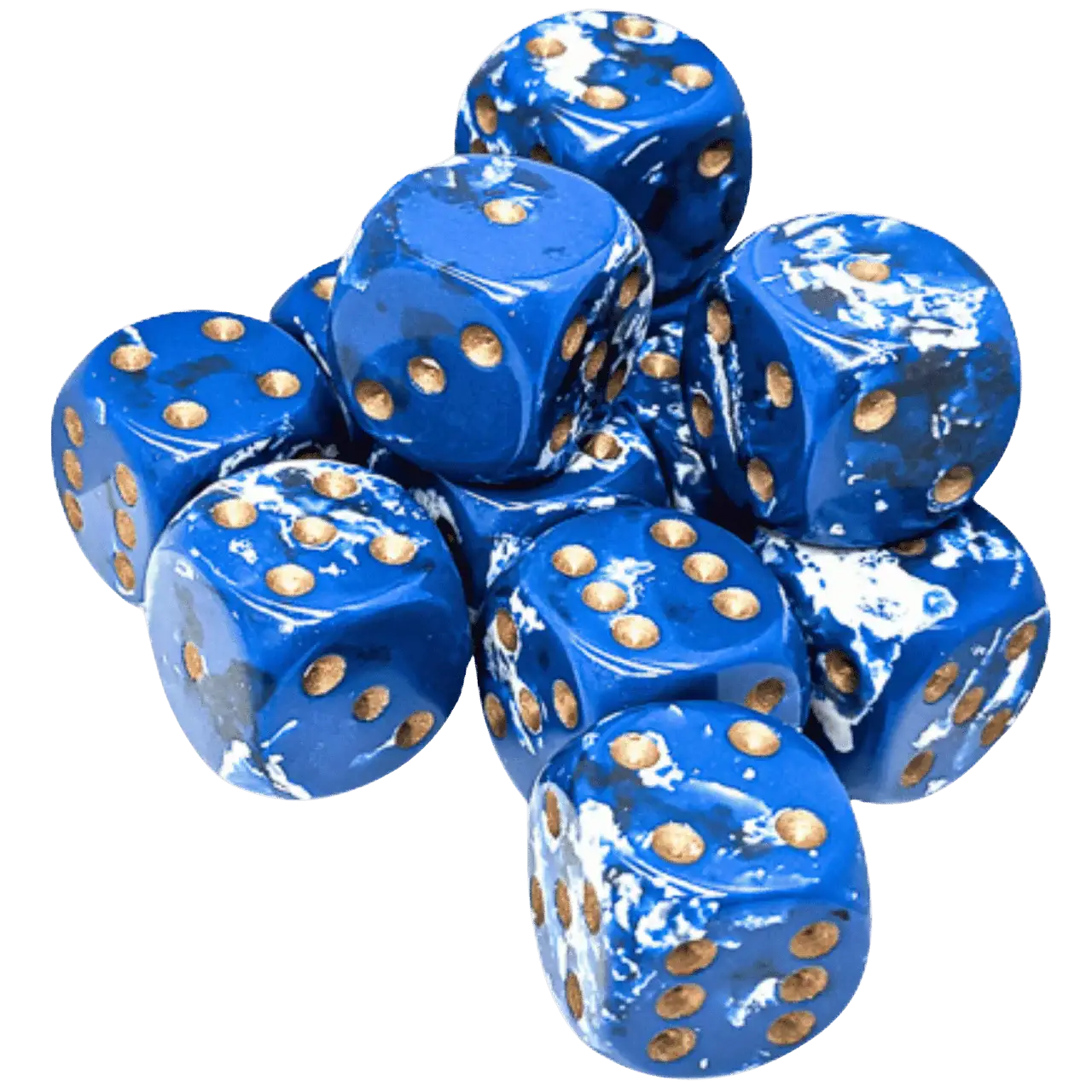 Chessex: 16mm d6 Brush - Wavebreak/Gold - Gaming Supplies - Dice