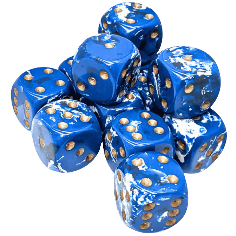 Chessex: 16mm d6 Brush - Wavebreak/Gold - Gaming Supplies - Dice
