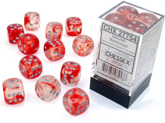 Chessex: 16mm d6 Nebula™ Dice Set - Red/Silver - Other