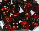 Red and black chessex D10 Gemini dice set for gaming and collecting