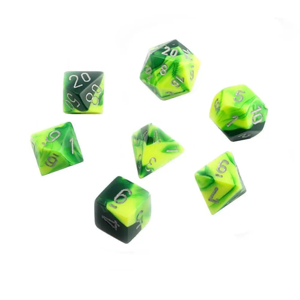 Green and yellow D10 Gemini dice set from CHESSEX D10 Gemini Dice Sets collection