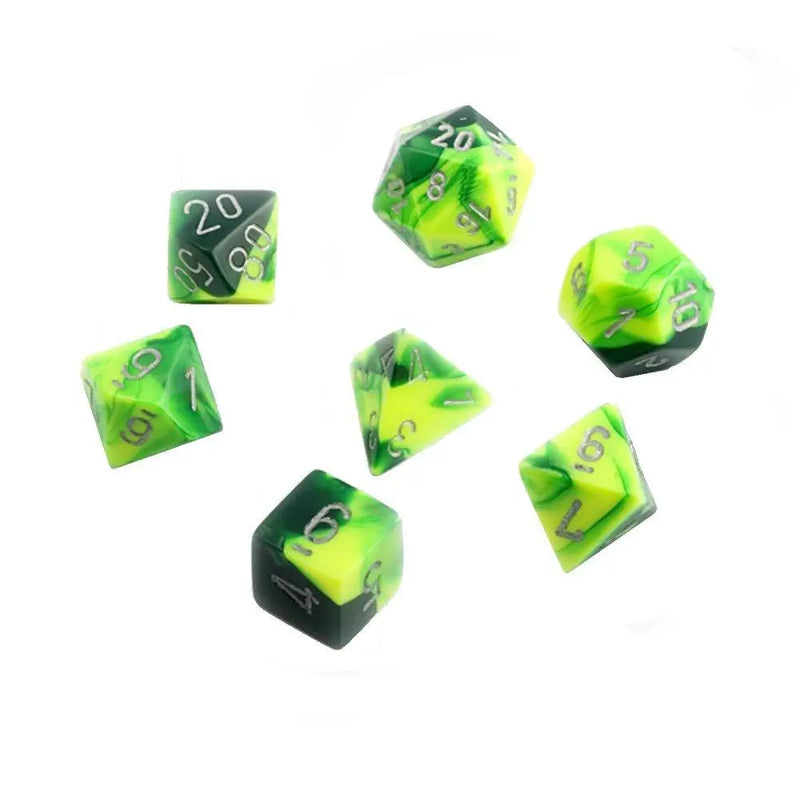 Green and yellow D10 Gemini dice set from CHESSEX D10 Gemini Dice Sets collection