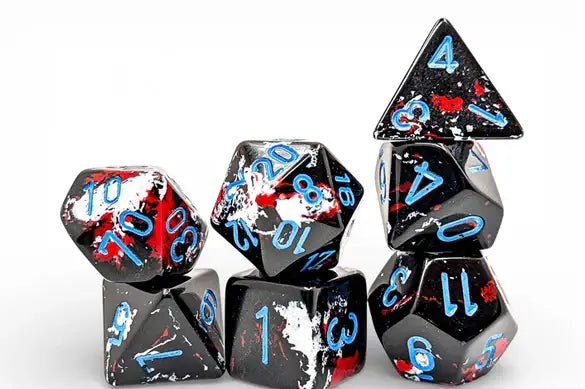 Chessex: Polyhedral 7-Die Set - Dark Side/Blue - Gaming Supplies - Dice