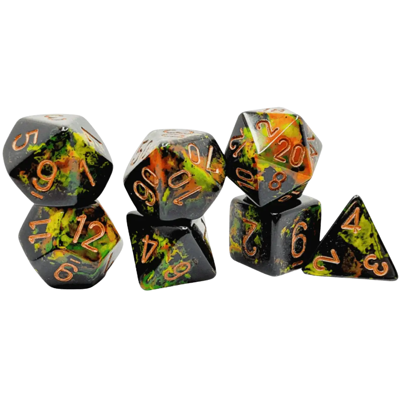 Chessex: Polyhedral 7-Die Set - Deep Forest/Gold - Gaming Supplies - Dice