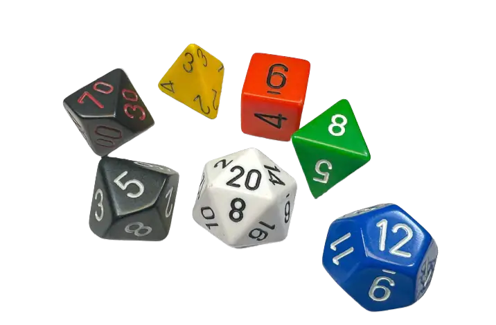 Chessex Polyhedral 7-Die Set - Nostalgia Opaque GM and Beginner Player - Gaming Supplies - Dice