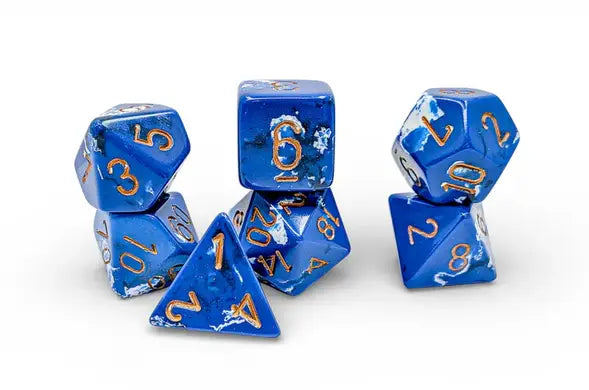 Chessex: Polyhedral 7-Die Set - Wavebreak/Gold - Gaming Supplies - Dice