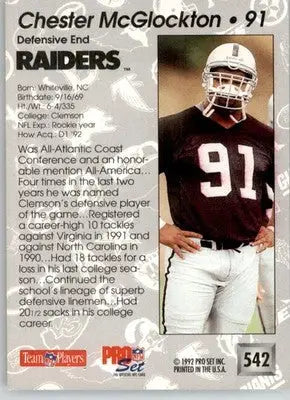 Chester McGlockton - 1992 Pro Set - #542 - RC Football - Football Card Single
