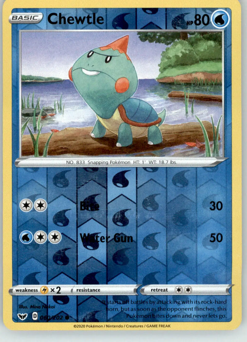 Chewtle - Sword & Shield Base Set - 060/202 - Reverse Holo LP Pokemon - Pokémon Card Single