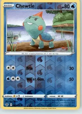 Chewtle - SWSH01: Sword & Shield Base Set - 060/202 - Reverse Holo LP - Pokémon Card Single
