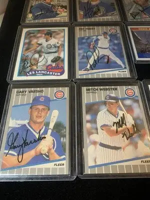 Chicago Cubs 1989 Fleer Score Topps Hand Signed Lot of 9 Baseball Cards AUTO - Baseball Card Single