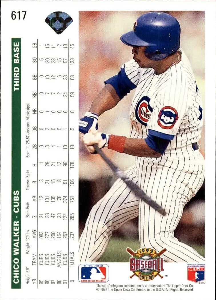 Chico Walker 1992 Upper Deck MLB #617 Baseball Card Chicago Cubs - Baseball Card Single