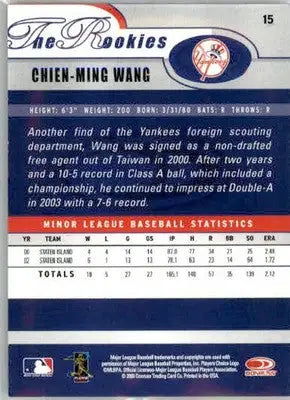 Chien-Ming Wang - 2003 Donruss Rookies & Traded - #15 - RC Baseball - Baseball Card Single