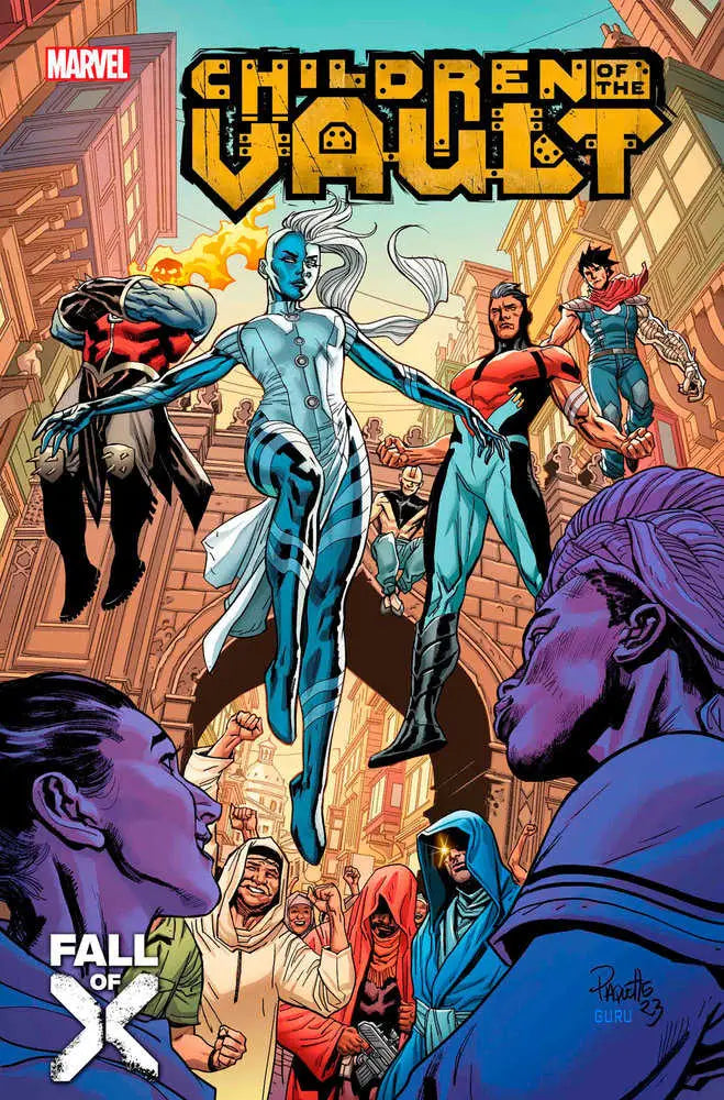 Comic book cover for Children of the Vault features X-Men characters for trading cards