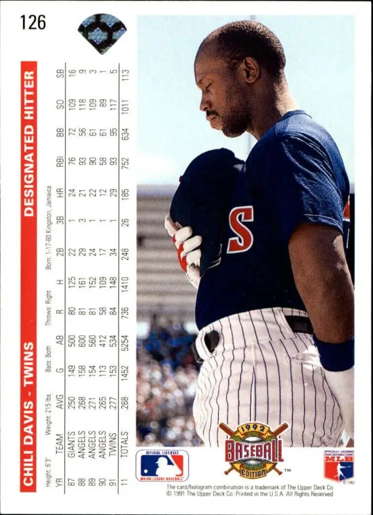 Chili Davis 1992 Upper Deck MLB #126 Baseball Card Minnesota Twins - Baseball Card Single