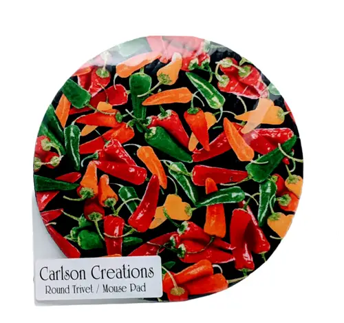 Chili pepper padded round mouse pad Carlson Creations ID:33218 - General Merchandise
