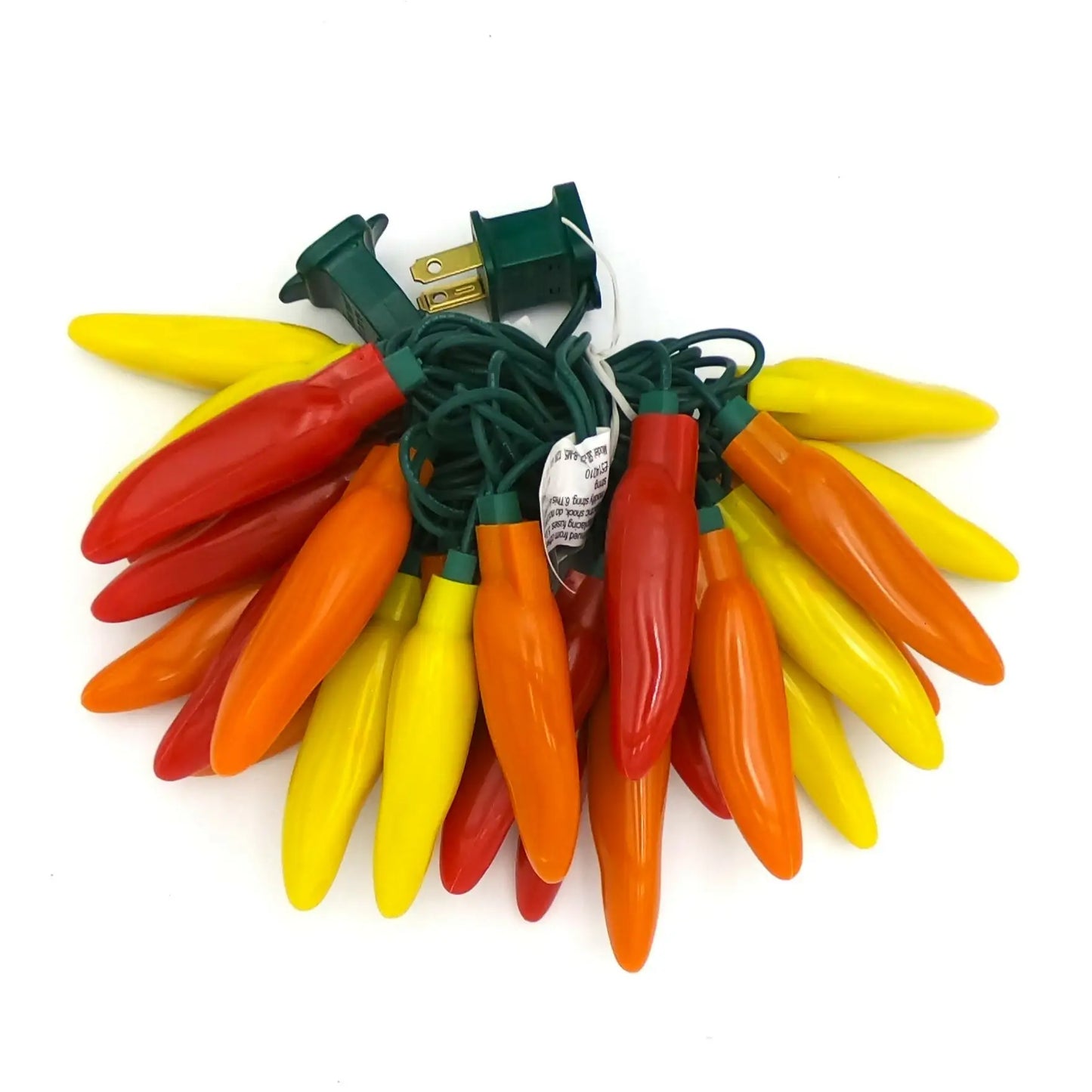 Colorful chili pepper string lights with LED bulbs and standard plug for festive decor
